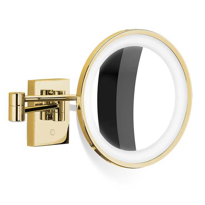 Decor Walther Косметическое зеркало, подвесное, 5x кратное увеличение, подсветка LED, цвет: золото