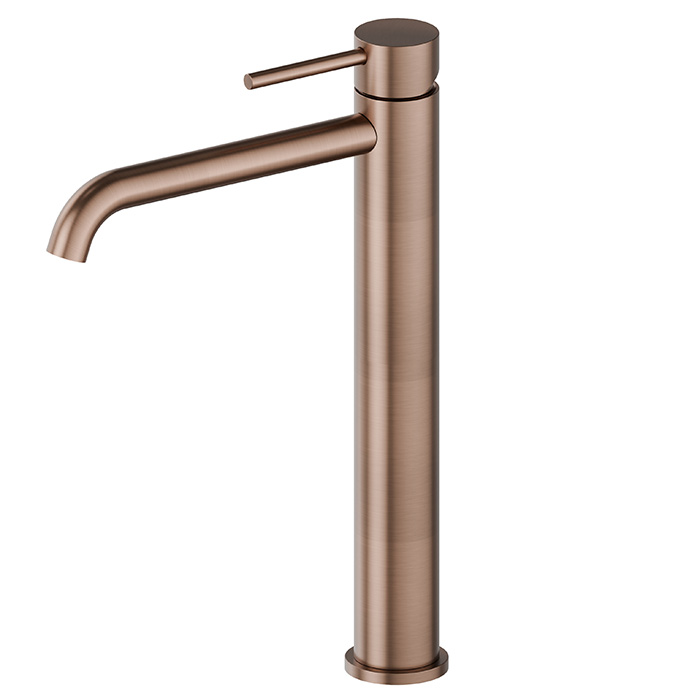 Newform X-STEEL 316 Смеситель для раковины на 1 отв., высокий, без донного клапана, излив 19см., цвет: PVD Brushed copper bronze