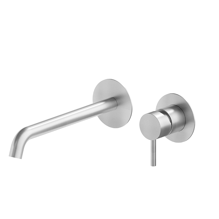 Newform X-STEEL 316 Смеситель для раковины, встраиваемый, без донного клапана, излив 239мм, наружная часть, цвет: нержавеющая сталь