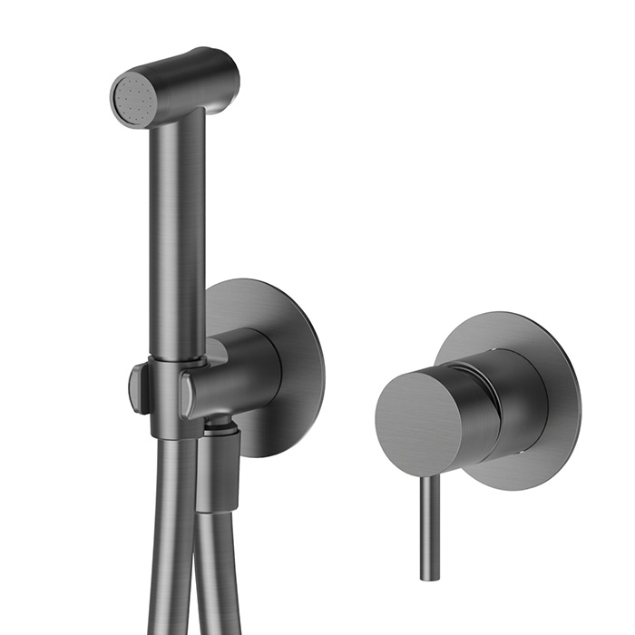 Newform X-Steel 316 Смеситель с гигиеническим душем, держатель, шланг 120 см, наружная часть, цвет: PVD Br. Gun Metal