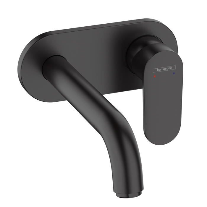 Hansgrohe Vernis Blend Смеситель для раковины, настенный, излив 204 мм, внешняя часть, цвет: матовый черный
