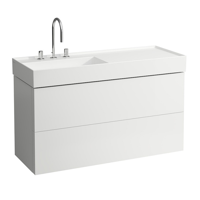 Laufen Kartell Тумба с раковиной, 118х45х60см., с 2 выдвиж. ящиками, с сифоном, с полочкой справа, цвет: белый матовый