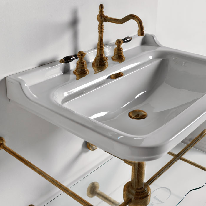 Kerasan Waldorf Консоль с раковиной 80х55см, на 1 отв., напольная, цвет консоли: bronzo (бронза)