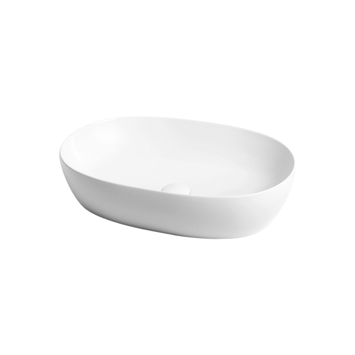 Azzurra Elegance Circle Раковина накладная, 60x40xH14 см, без отв., без перелива, цвет: Bianco lucido
