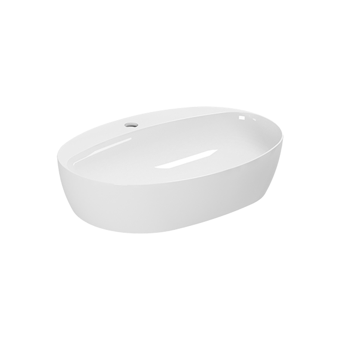 Azzurra Elegance Circle Раковина накладная, 60x42xH14 см, 1 отв., без перелива, цвет: Bianco lucido