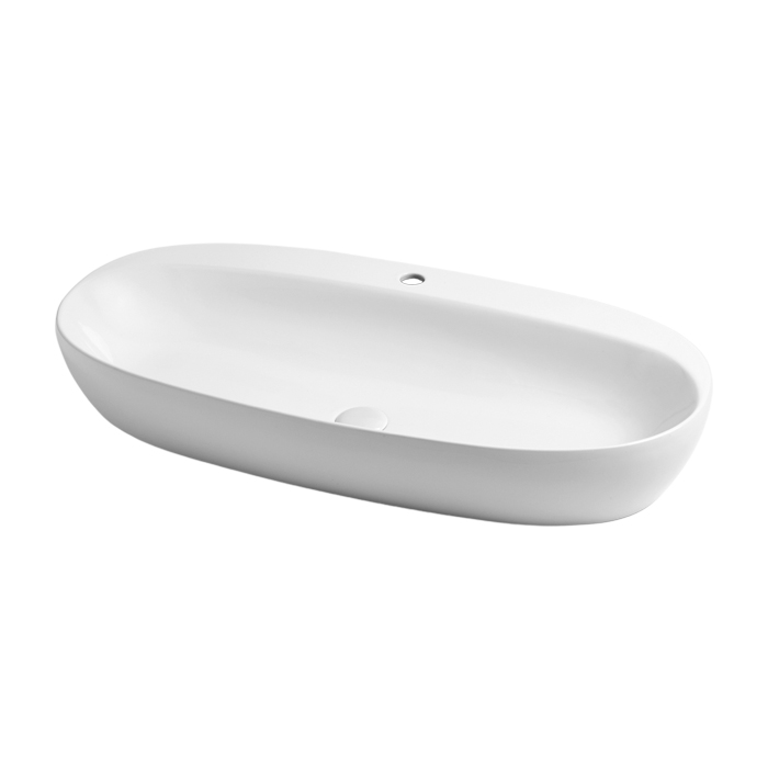 Azzurra Elegance Circle Раковина накладная, 90x44xH14 см, 1 отв., без перелива, цвет: Bianco lucido