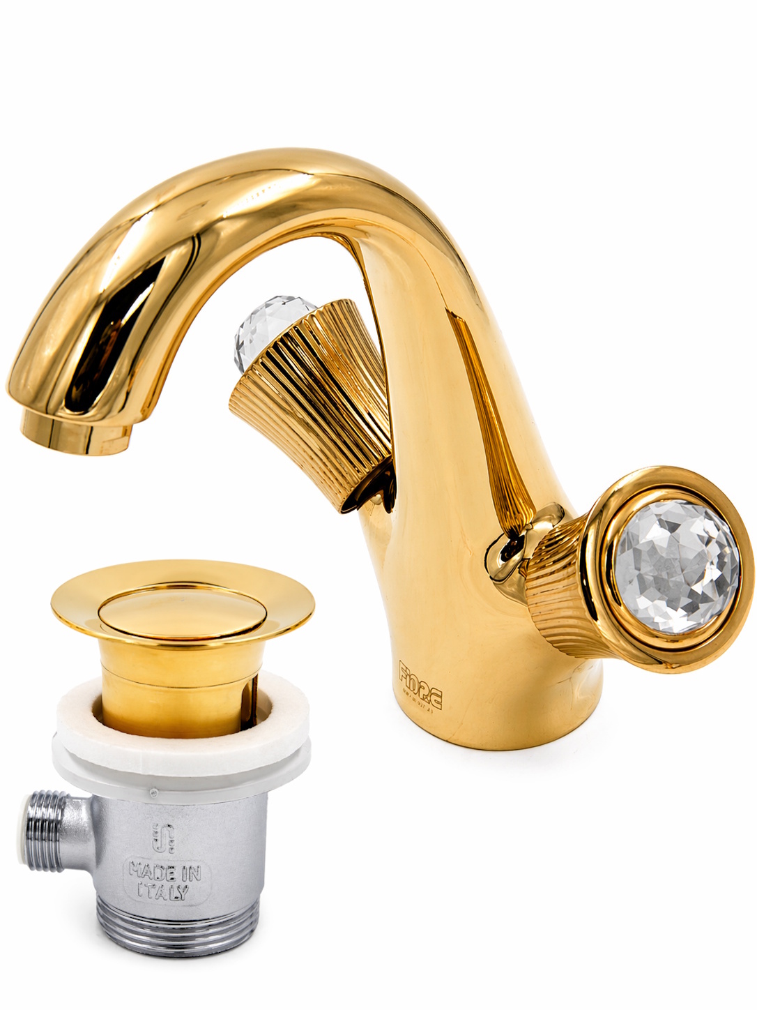 Смеситель для раковины с донным клапаном Fiore VENERE SKY (SWAROVSKI®) 13OO0623, золото
