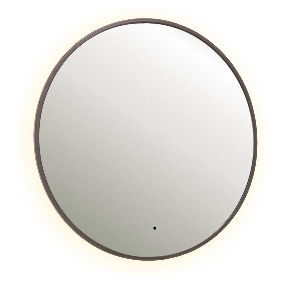 Зеркало Dreja SHINE 80х80 см, метал. рама, графит, беск. сенсор, LED-подсветка, диммер