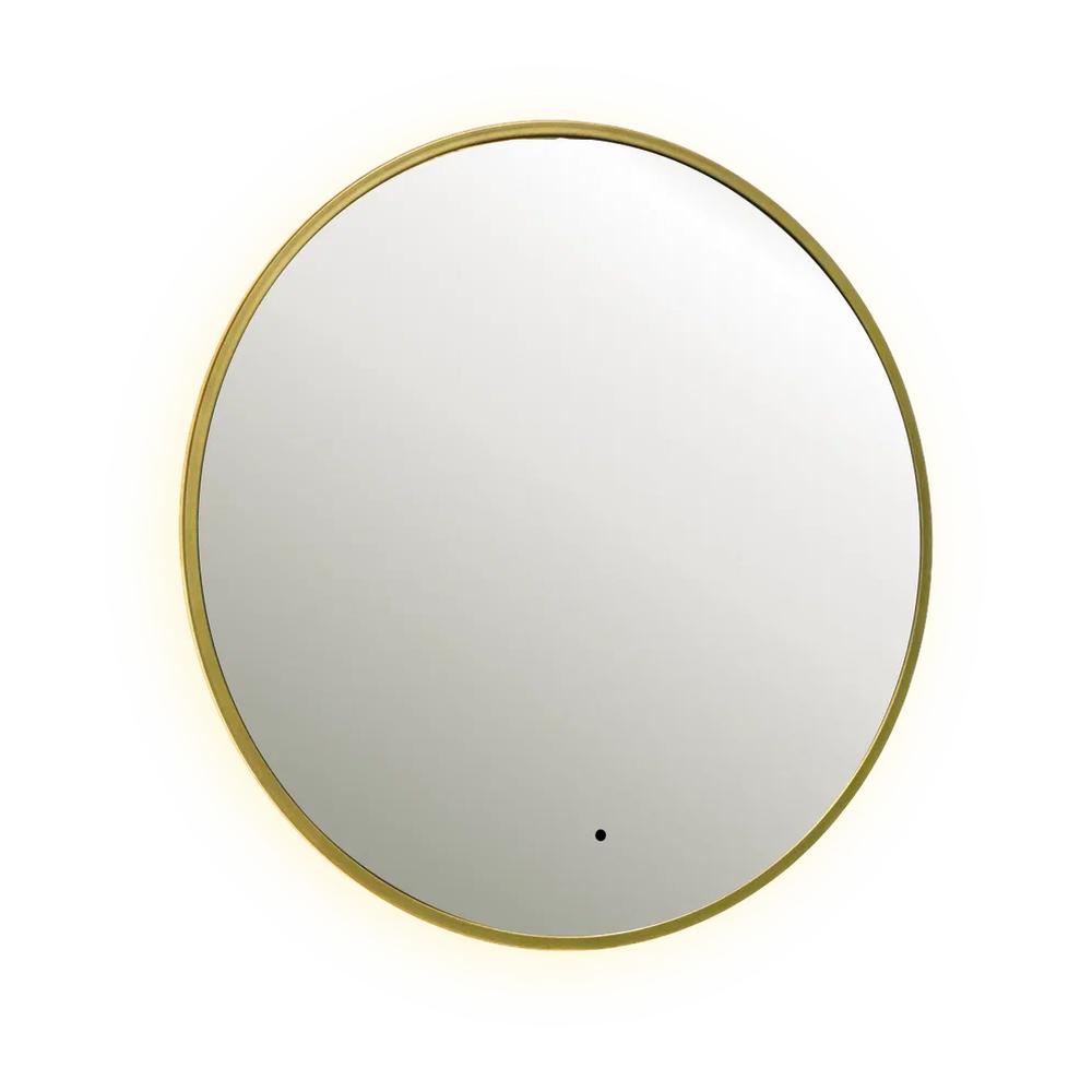 Зеркало Dreja SHINE 80х80 см, метал. рама, золото, беск. сенсор,  LED-подсветка, диммер