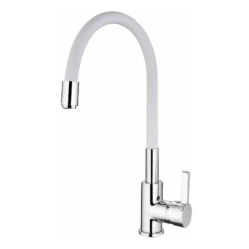 Смеситель для кухни с гибким изливом Esko Coral CL 519 W, хром/белый