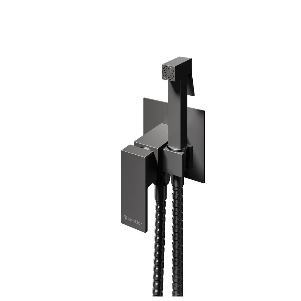 Гигиенический душ со смесителем встраиваемый Knotlor FHS02C1GM, вороненая сталь