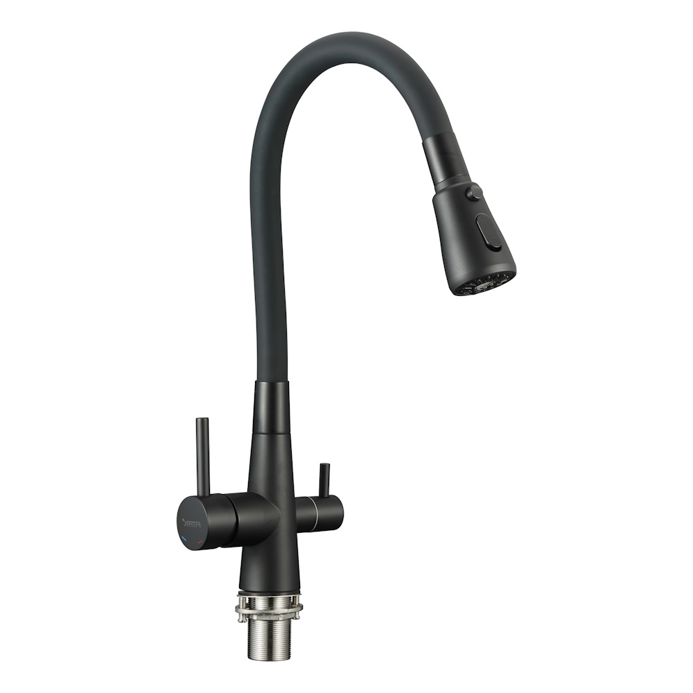 Смеситель для кухни с подключением фильтра воды Fmark FS1062-H01-2, черный