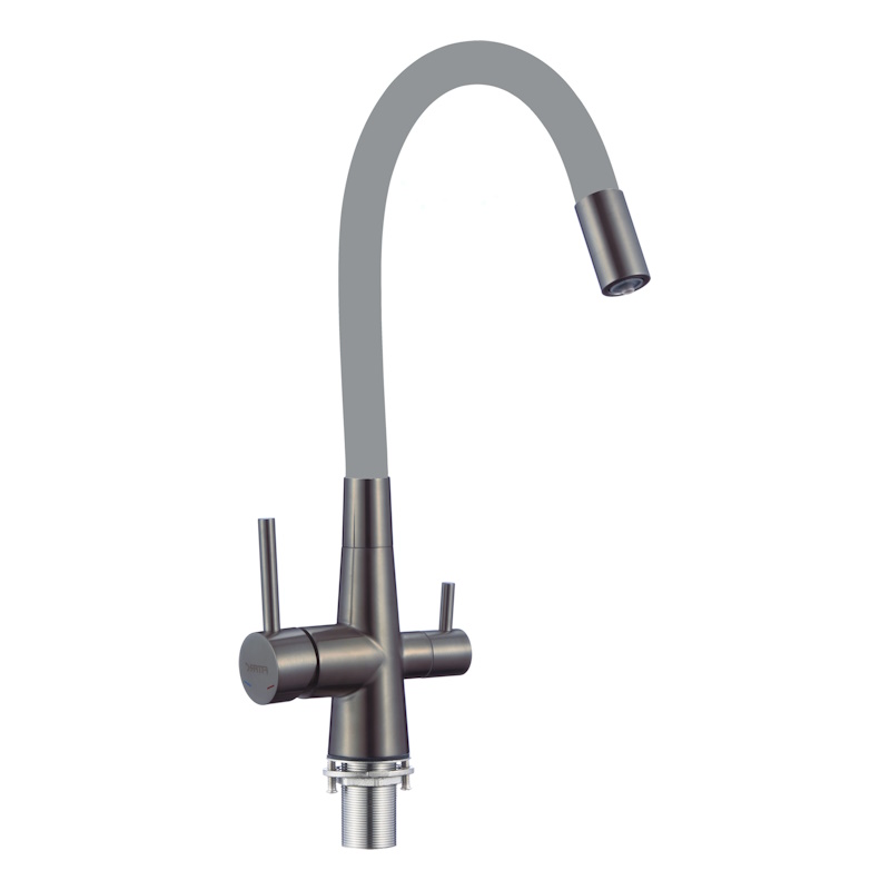 Смеситель для кухни с подключением фильтра воды Fmark FS1062-Q04, графит/серый