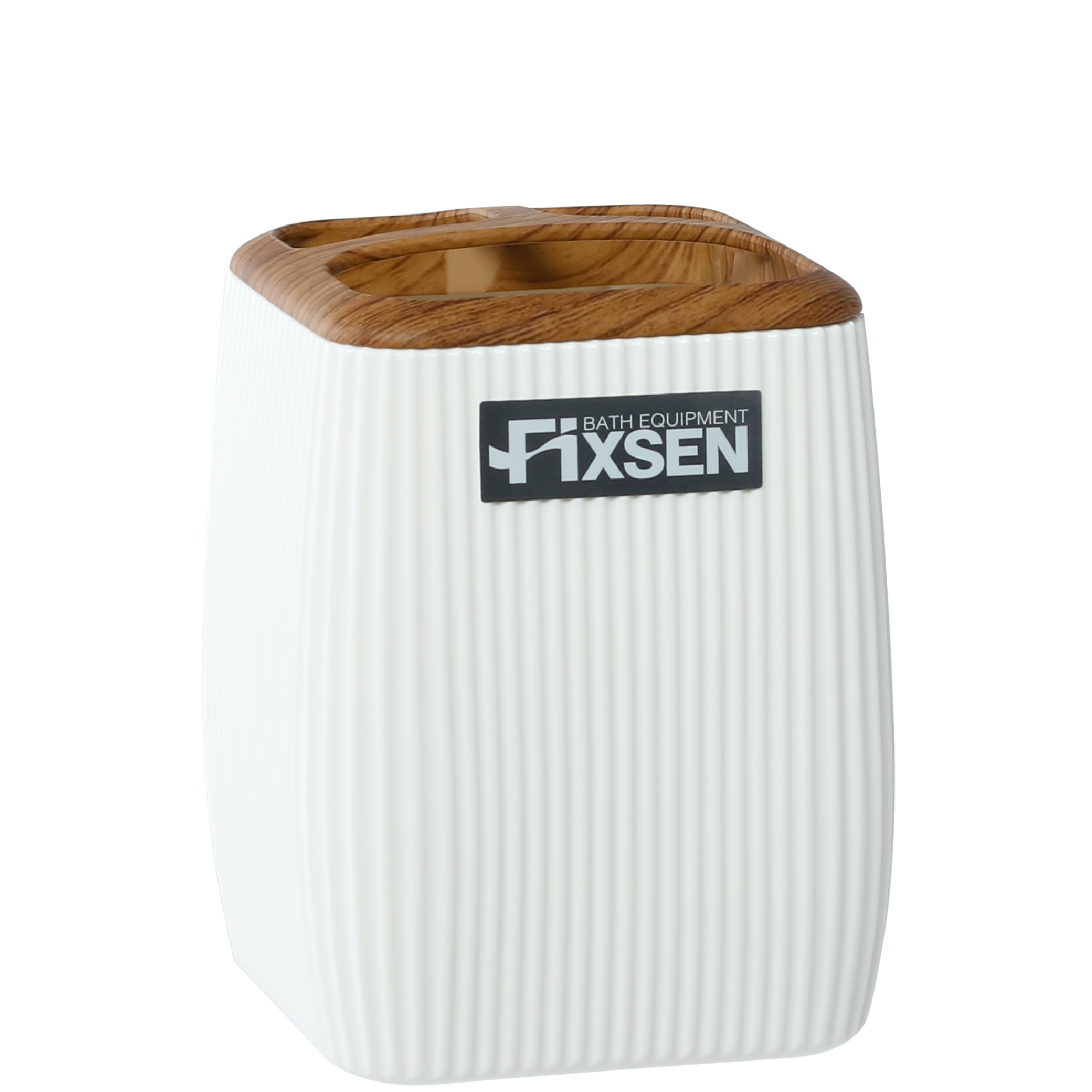 Стакан для ванной комнаты FIXSEN WHITE WOOD FX-402-3, белый/коричневый