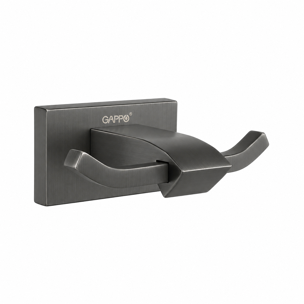 Крючок для ванной комнаты двойной GAPPO G0705-29, оружейная сталь