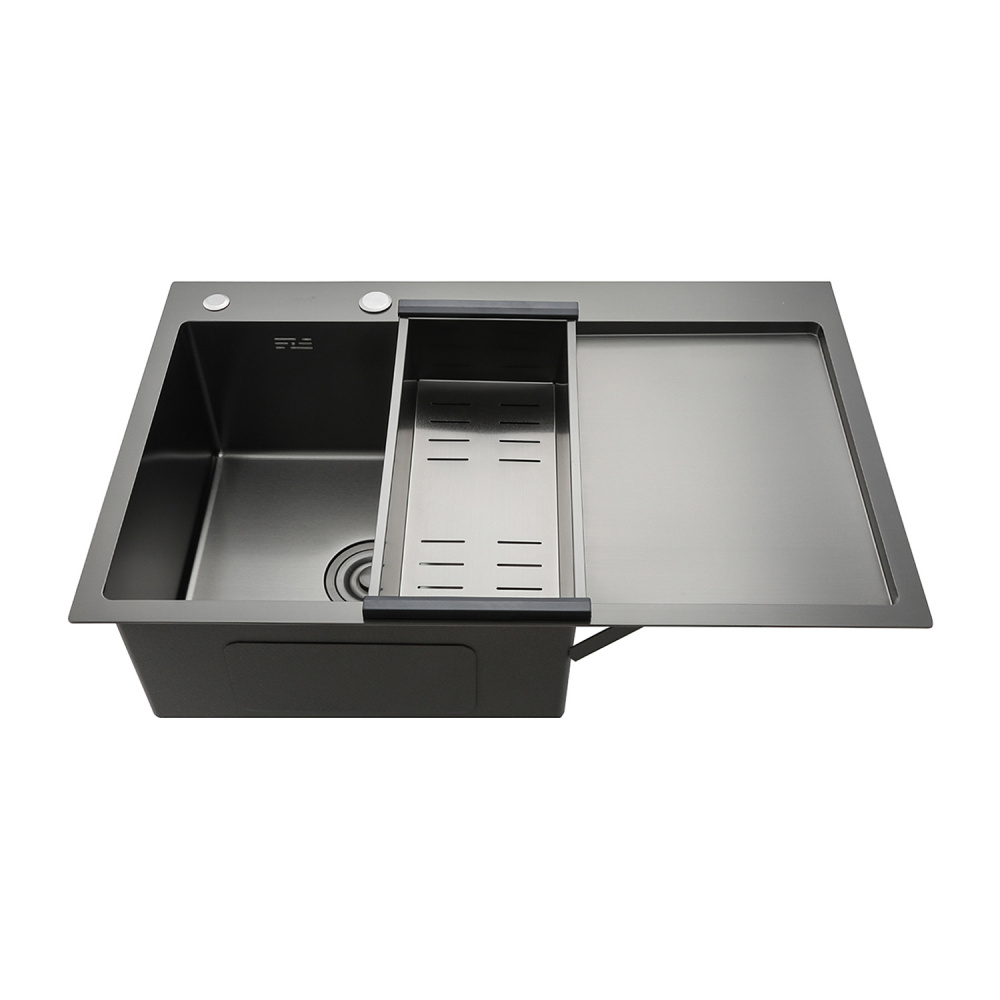 Кухонная мойка с коландером GAPPO GS7850-6L, графит