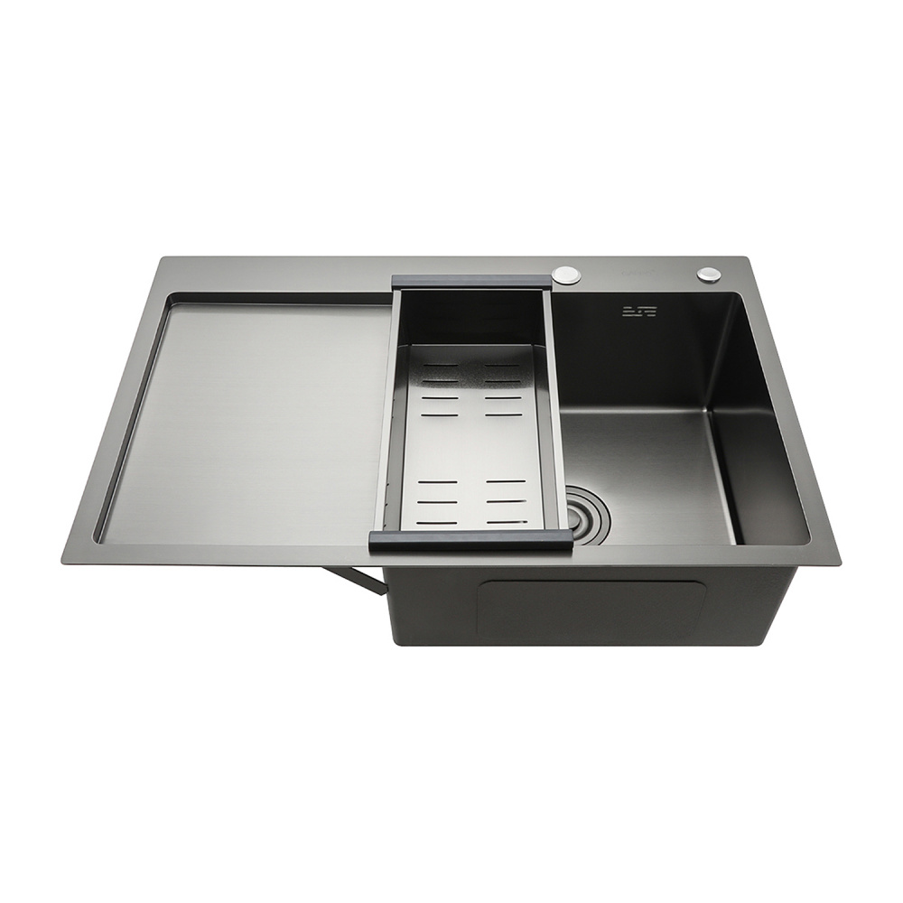 Кухонная мойка с коландером GAPPO GS7850-6R, графит