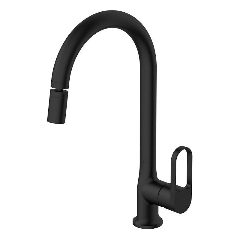 Смеситель для кухни с аэратором на шарнире Voda Harbor Black HR519B, черный