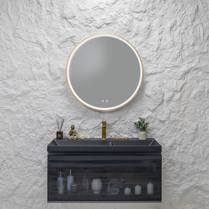 Зеркало Silver Mirrors Делуна/Deluna D800 2.2 (TX ,алюм. профиль, цвет золото, подогрев, сенсорный выключатель)