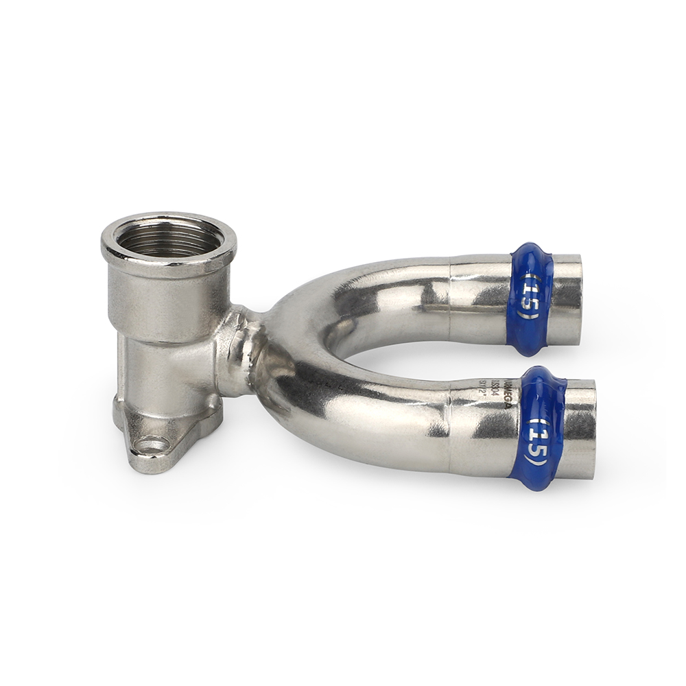 Водорозетка раструбная Varmega Inox Press с внутренней резьбой, проходная VM717001504, 15×1/2"