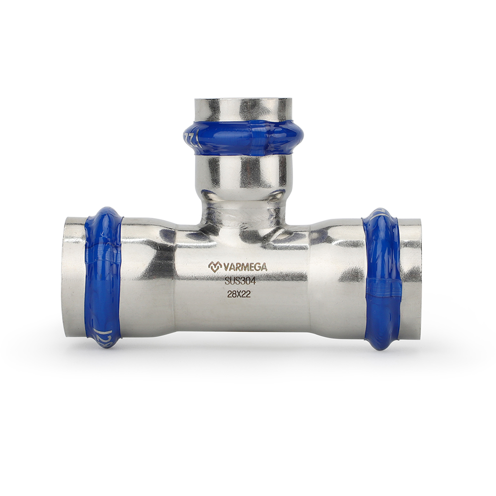 Тройник раструбный Varmega Inox Press переходной VM719423542, 42×35×42 мм