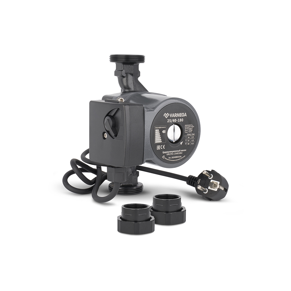 Насос циркуляционный Varmega VMCP01 Basic 25/40 180, VMCP01-25401802, с гайками