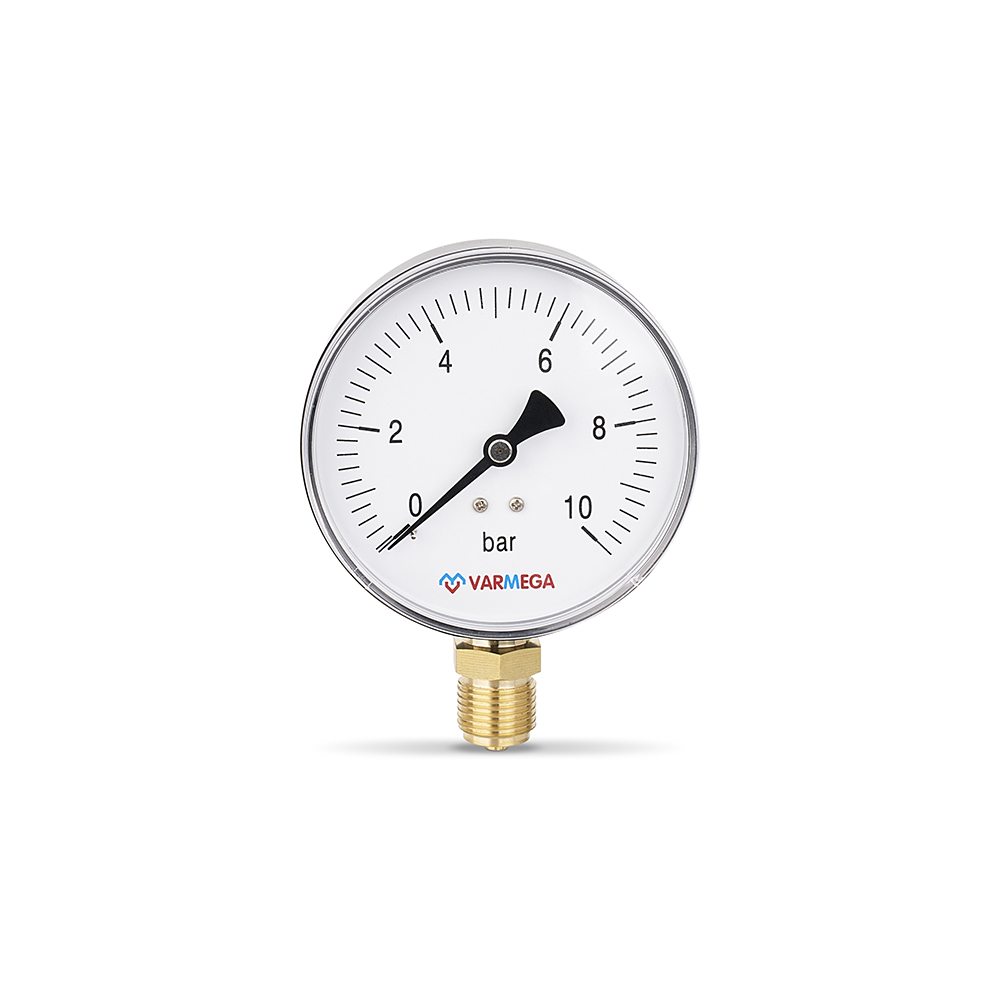 Манометр радиальный Varmega VMMT10-101004, диаметр 100 мм, 10 бар, 1/2"