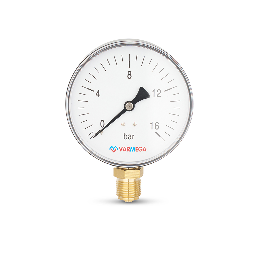Манометр радиальный Varmega VMMT10-101604, диаметр 100 мм, 16 бар, 1/2"