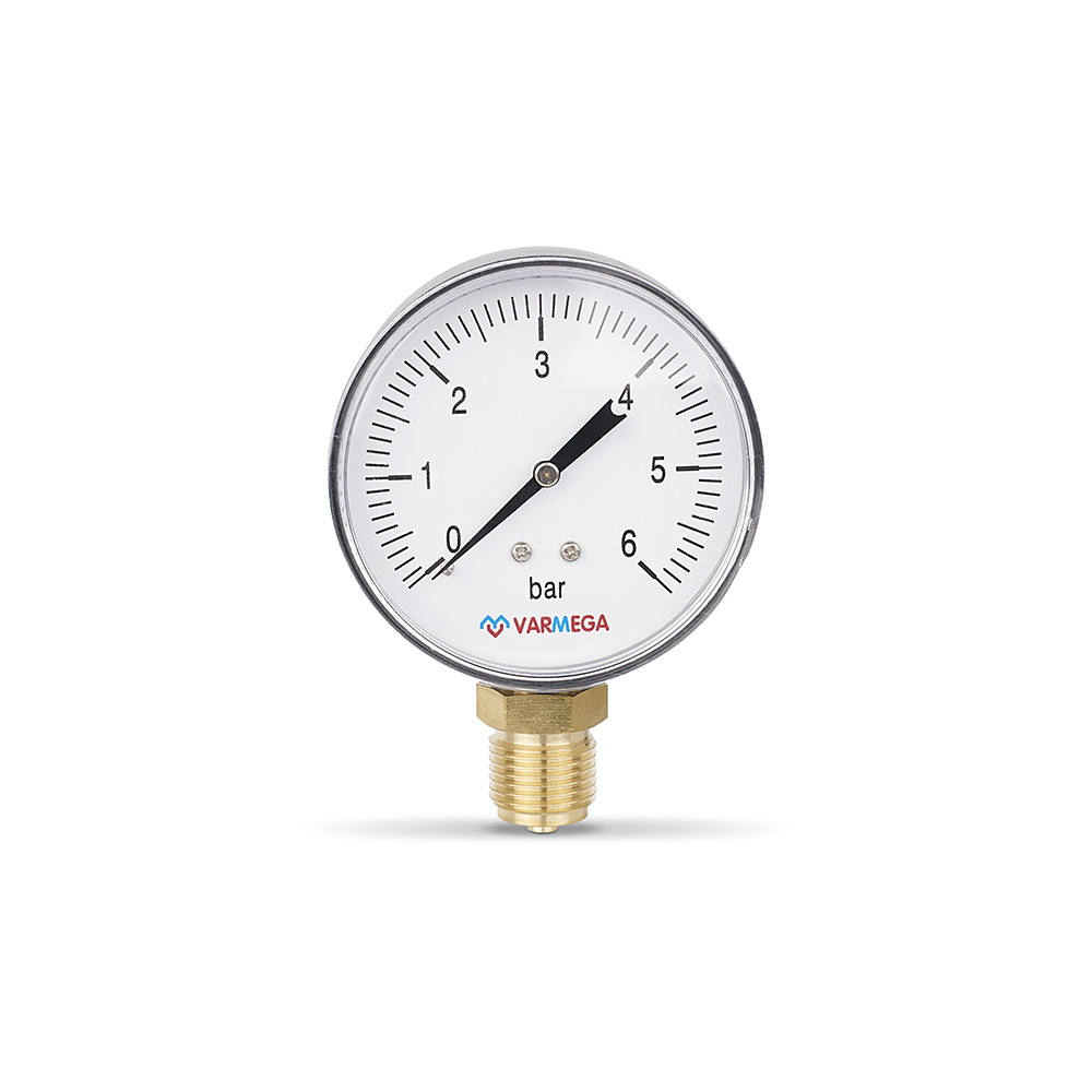 Манометр радиальный Varmega VMMT10-800604, диаметр 80 мм, 6 бар, 1/2"