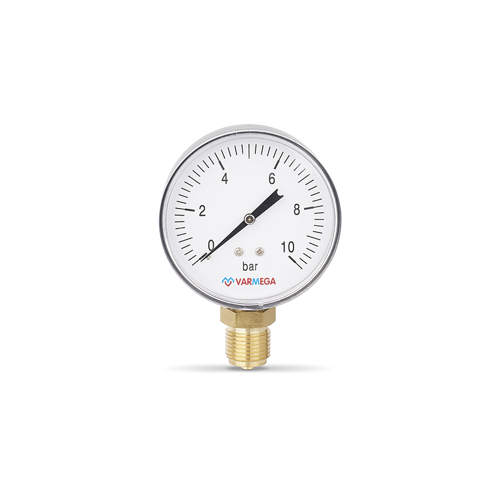 Манометр радиальный Varmega VMMT10-801004, диаметр 80 мм, 10 бар, 1/2"