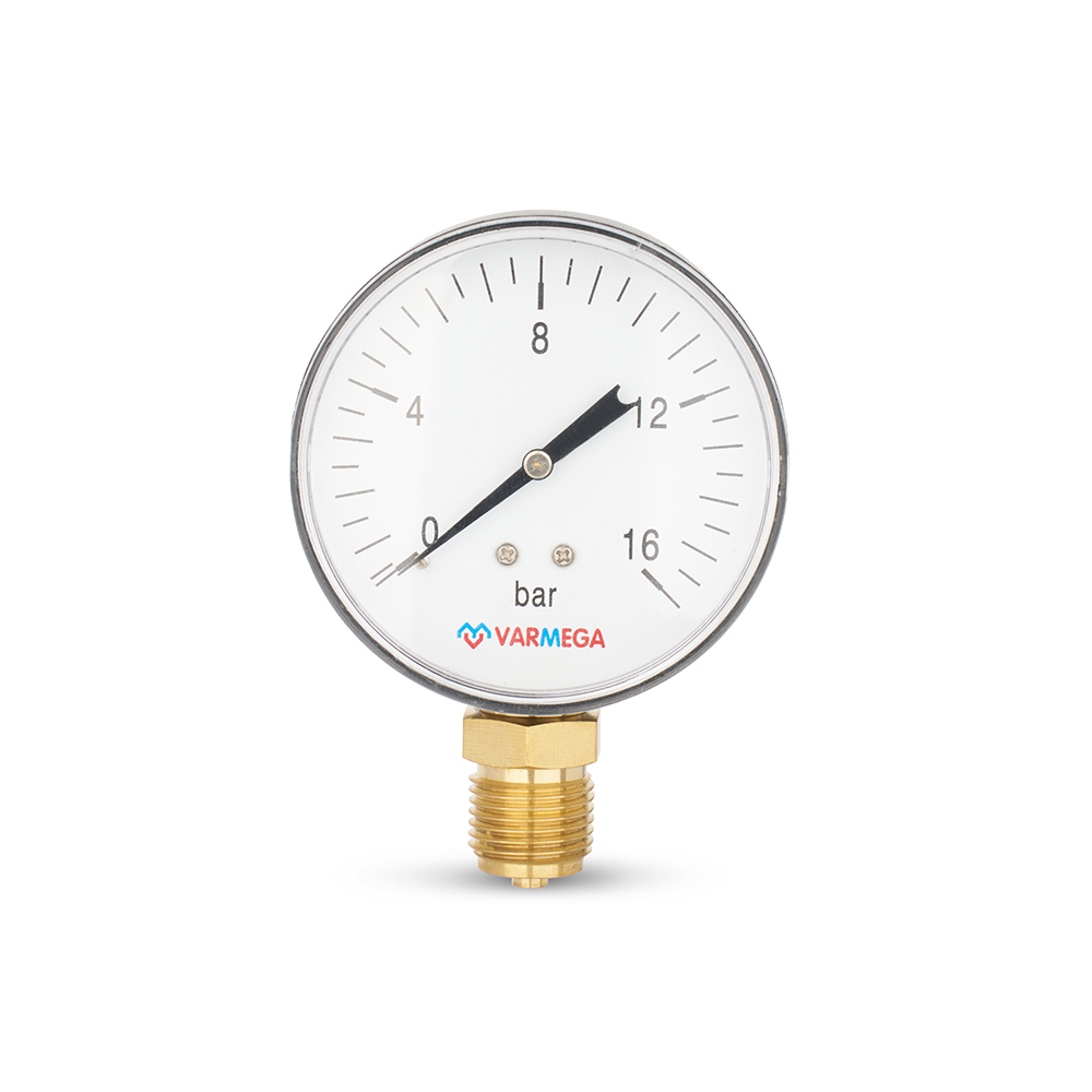 Манометр радиальный Varmega VMMT10-801604, диаметр 80 мм, 16 бар, 1/2"