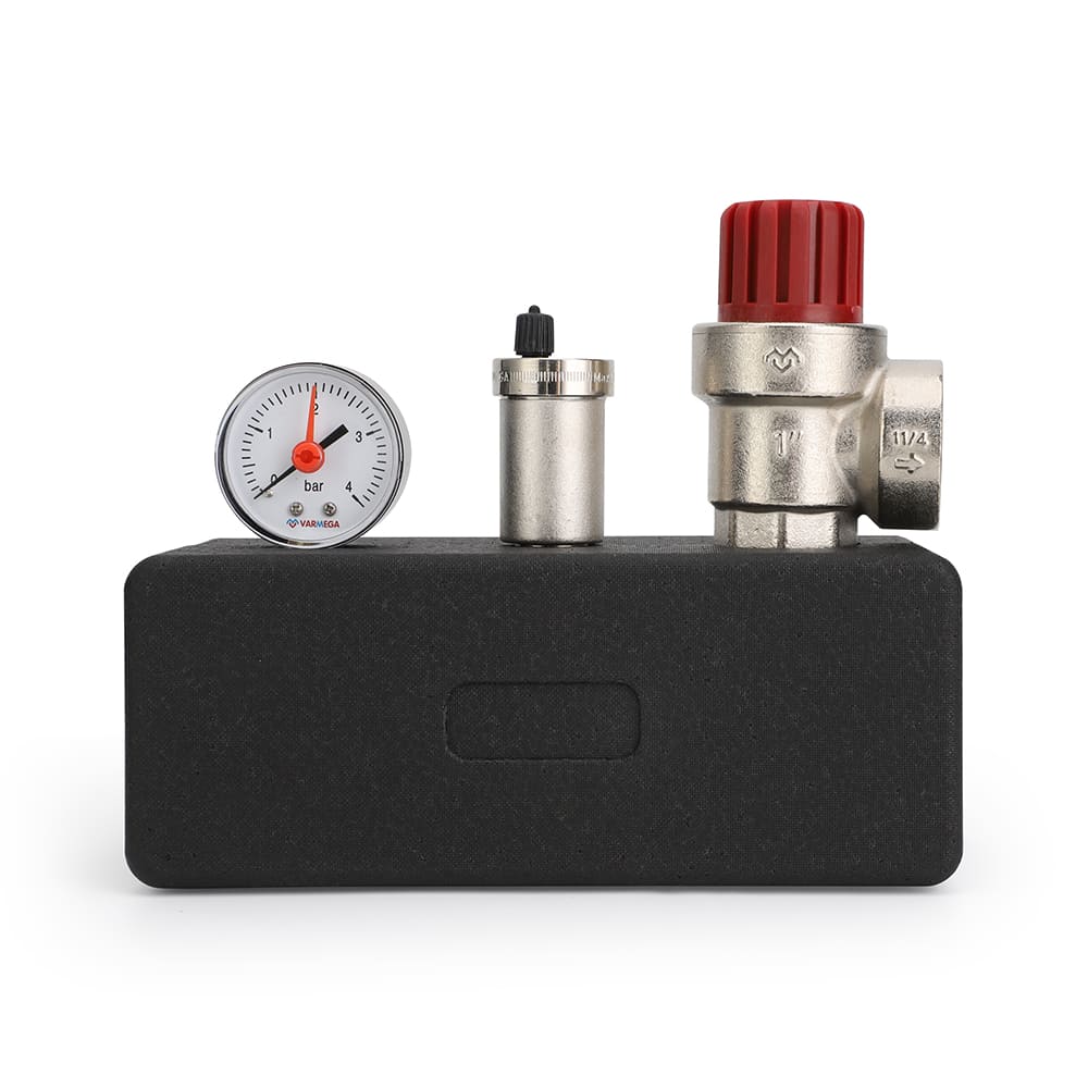 Группа безопасности котла Varmega VMSG07-M306030, 1", 3 бар, сталь, до 200 кВт, с термоизоляцией