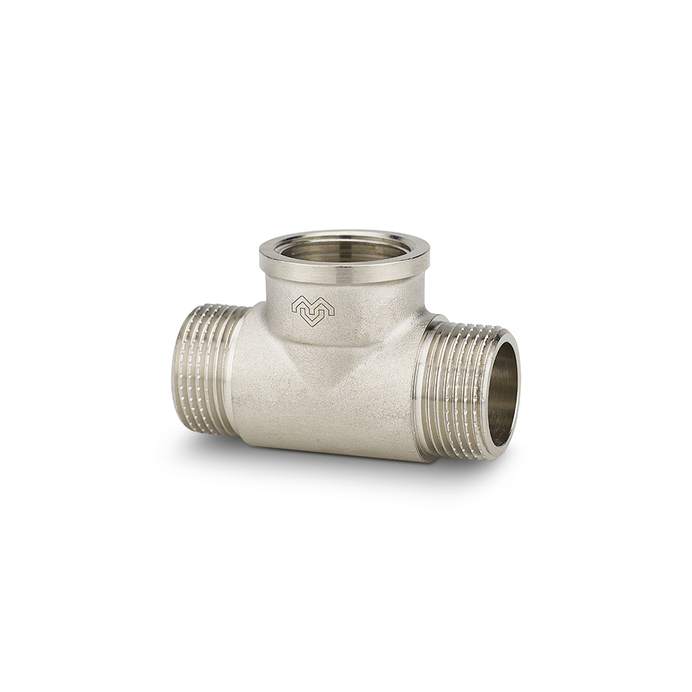 Тройник переходной с внутренней и наружной резьбой Varmega ВР-НР-ВР 3/4"x1/2"x1/2", VMTF16-N050404, никелированный