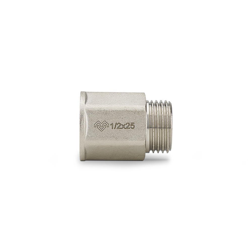 Удлинитель с внутренней и наружной резьбой Varmega ВР-НР 1/2"x10 мм, VMTF40-N040010, никелированный, шестигранный