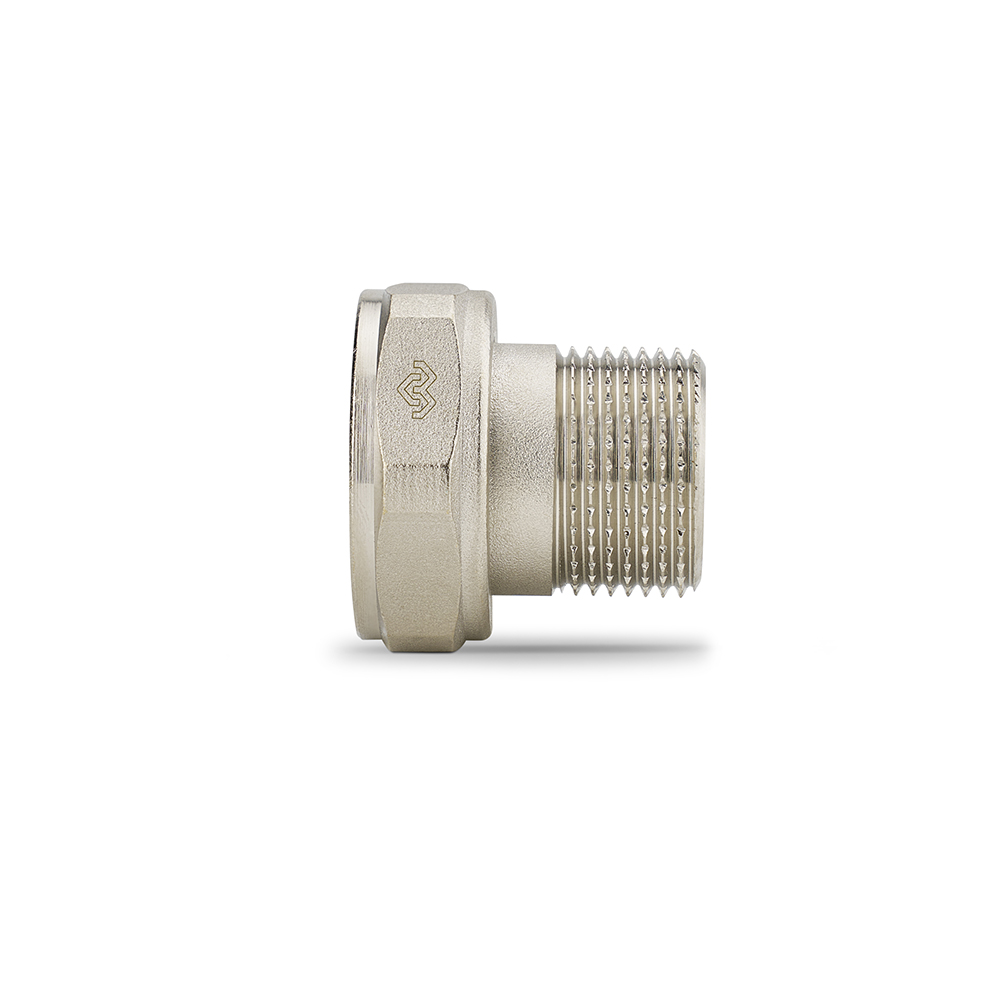 Соединитель переходной Varmega с НГ ВР-НР 1 1/4"x1", VMTF58-N000706, с плоским уплотнением, никелированный